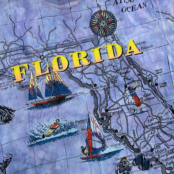 Vintage Single Stitch Florida All Over Print Hanes Heavyweight T Shirt Large - Picture 3 of 7